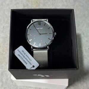 Nine West Asher Silver Mesh Bracelet Watch Quartz Analog Women NW1621M